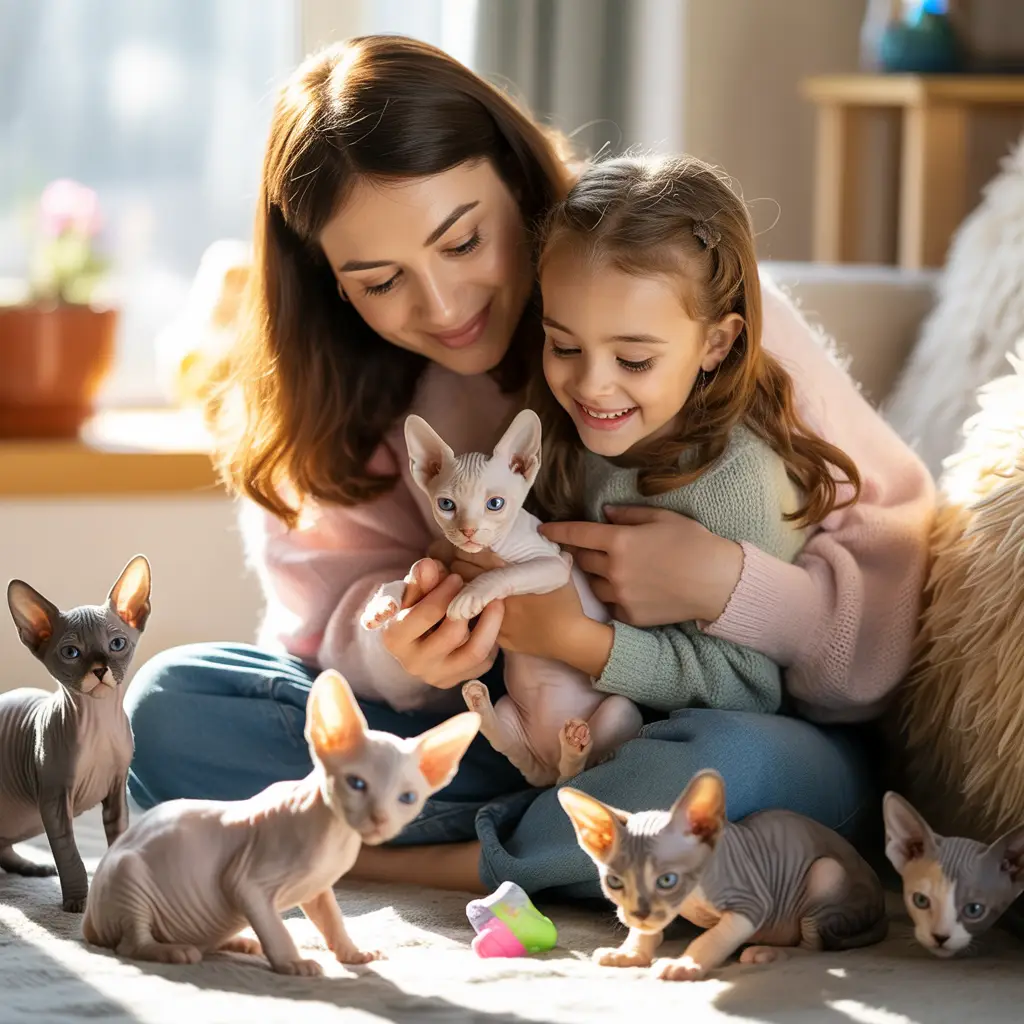 Gata Sphynx com filhotes - maternidade e cuidado no Gatil Filhotes Nobres