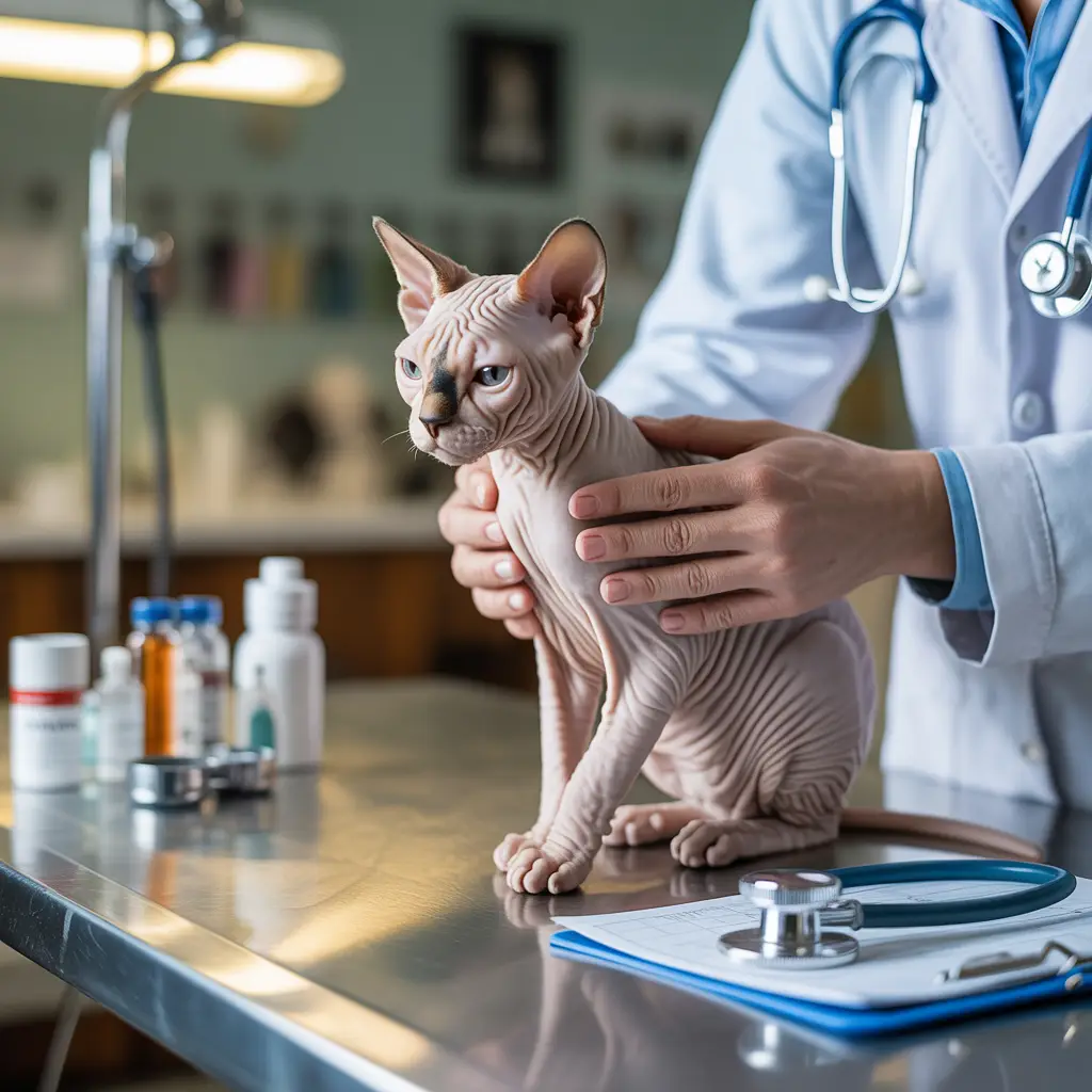 Exame veterin&aacute;rio em filhote Sphynx - sa&uacute;de garantida no Gatil Filhotes Nobres