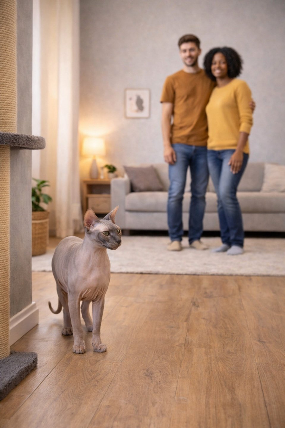 Homem em pé com gato no chão O conteúdo gerado por IA pode estar incorreto.