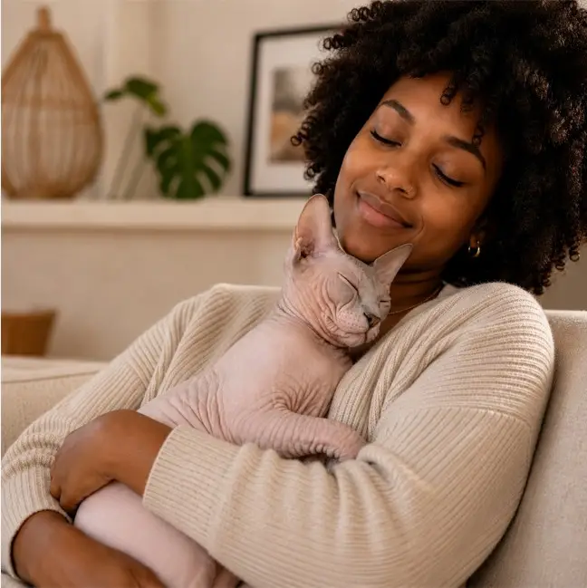 Bem-estar emocional e vínculo humano-animal - Sphynx no Gatil Filhotes Nobres