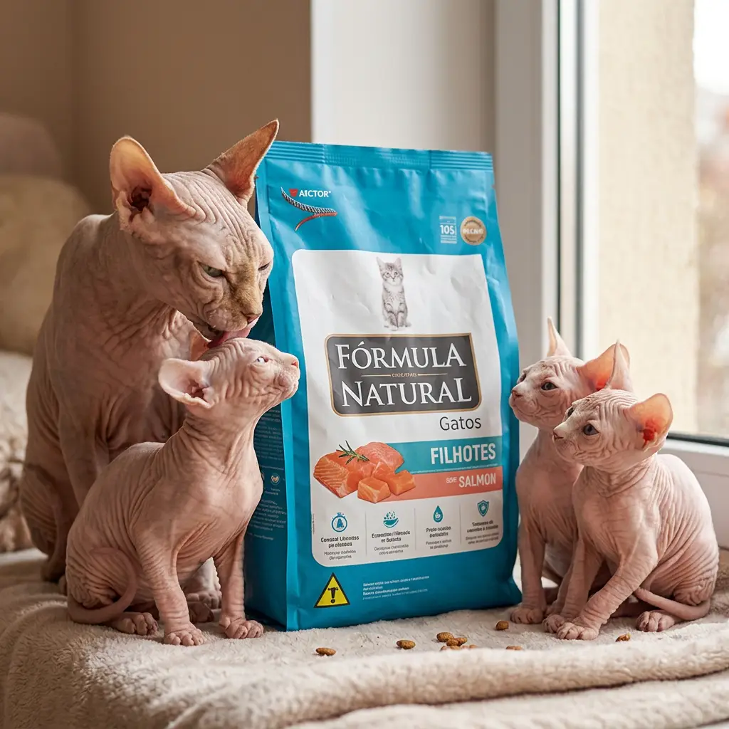 Ração e fórmula natural para gatos Sphynx, Bambino, Elfo e Dwelf - nutrição de alto padrão