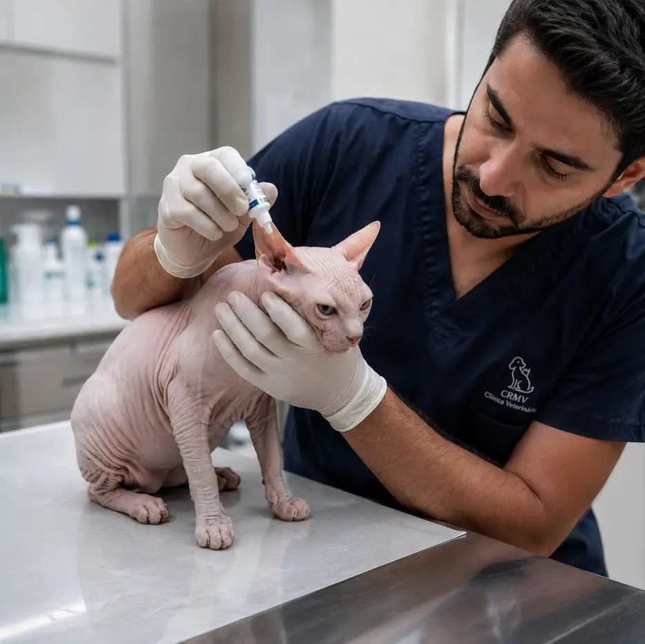 Sarna de ouvido em gatos Sphynx - prevenção e tratamento no Gatil Filhotes Nobres